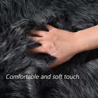 Latepis Dark Grey Round Rugs 5ft Faux Sheepskin Fur Rug - Image 4
