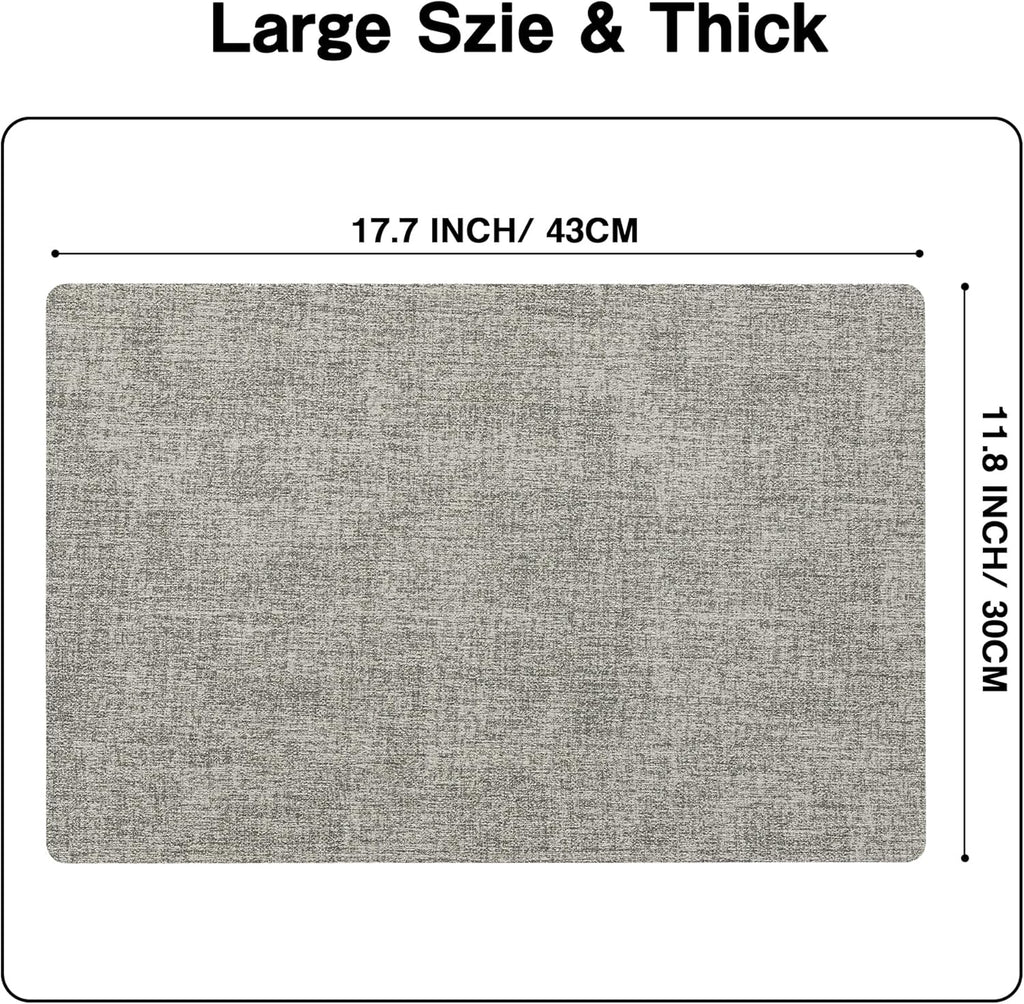 Chrysameld Vinyl Placemats Set of 8 - Faux Leather 100% Waterproof Oil-Proof Wipeable PU Place Mats, Heat Resistant Anti Slip Reversible Table Mats for Indoor & Outdoor Use,(17×12Inch, Light Grey)