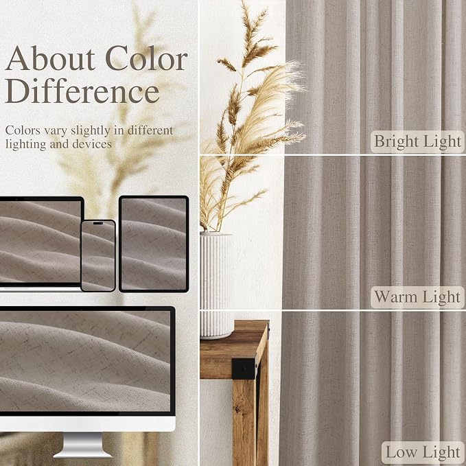 Stone Beige Curtains 63 Inch Length - Image 3