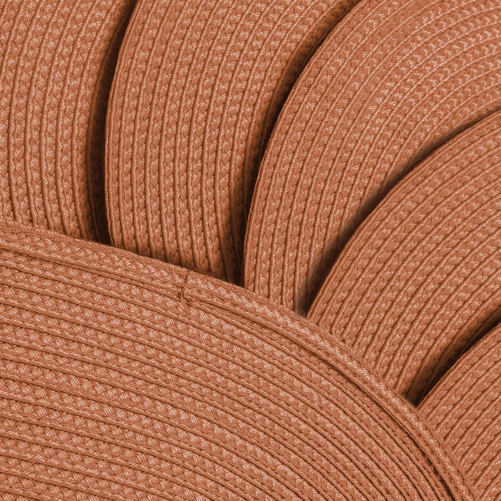 AHHFSMEI Placemats Set of 4 for Dining Table Washable Woven Vinyl Non-Slip 18x12 inches Placemat Heat-Resistant Durable Table Mats for Dining Table Easy to Clean (Burnt Orange 4)