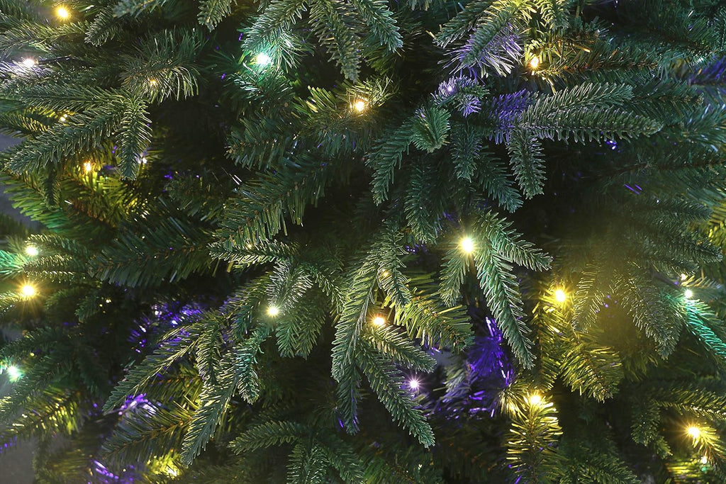 Luxury Real Feel Forest Fir Slim Christmas Tree Pre-lit with Dual Color LEDs Warm White/Multi-Color (6ft)