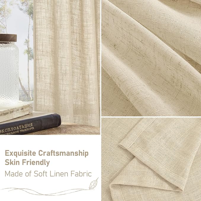 Semi Sheer Linen Curtains 72 inches Long - Image 6