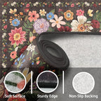 Black Brown Floral Large Area Rug 10x14 - Image 3
