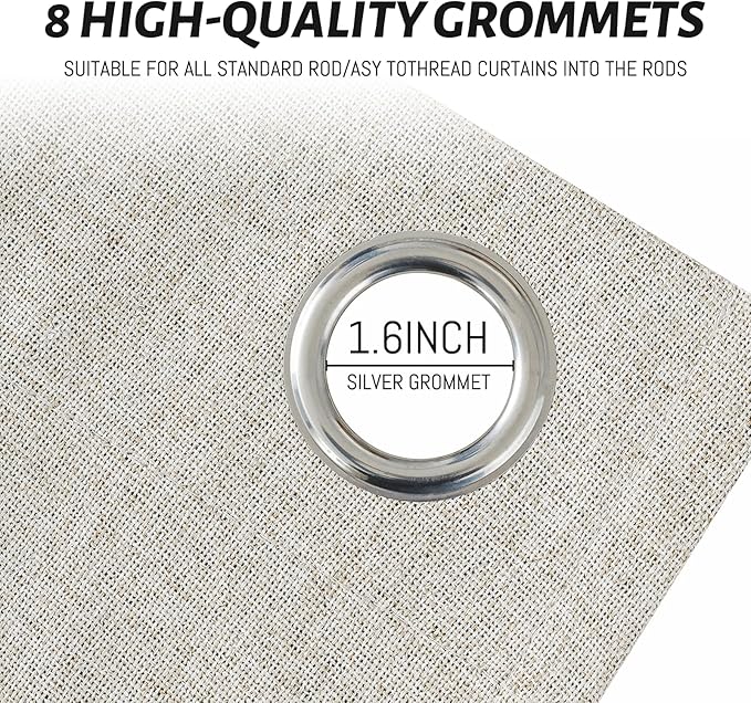 Yakamok Oatmeal Linen Textured Curtains 72 Inches Long - Image 4