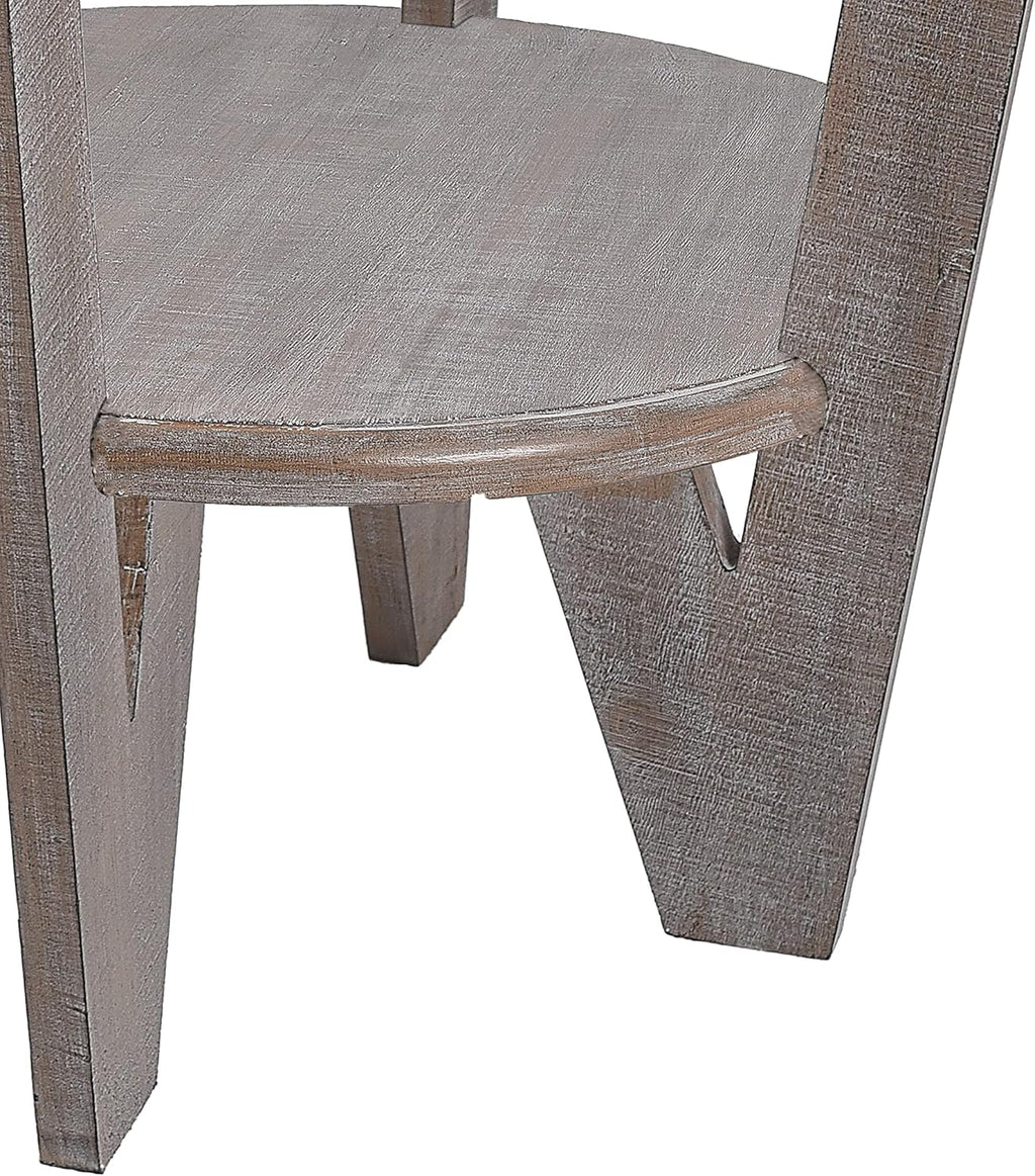 Rustic Farmhouse End Table with Storage Shelf, French Country Accent Side for Family, Dinning or Living Room, Small Spaces, Modern, Round, Vintage Blue Finish, Curved Leg
