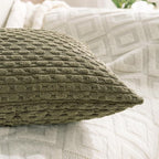 Set of 4 Olive Green Decorative Throw Pillow Covers 24x24 Inch Corduroy Pillow - Image 5