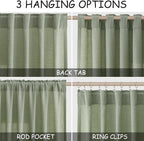 Light Sage Linen Curtains 96 Inches Long 2 Panels Set - Image 2