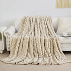 Aganear Fleece Throw Blanket for Bed Couch 90"x108" Khaki | Lightweight Fuzzy - Image 7
