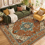 RELEANY Washable Area Rug, Water Repellent, Pet Friendly, Vintage Floral Boho by RELEANY