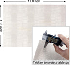 Faux Leather Hardboard Placemats, Set of 6 PU Table Mats, Easy to Clean, Heat & Stain Resistant for Office Conference Table, Dining Home Decor, White