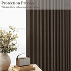 Linen Pleated Semi Sheer Dark Chocolate Back Tab Curtains 120 Inches Long | - Image 2