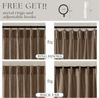 Pinch Pleat 105 Inch Light Filtering Linen Curtains Dutch Cocoa 2 Panels | Semi - Image 5