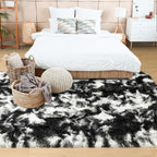 Noahas 4x6 Tie-Dyed Black and White Fluffy Area Rug Non-Slip - Image 4