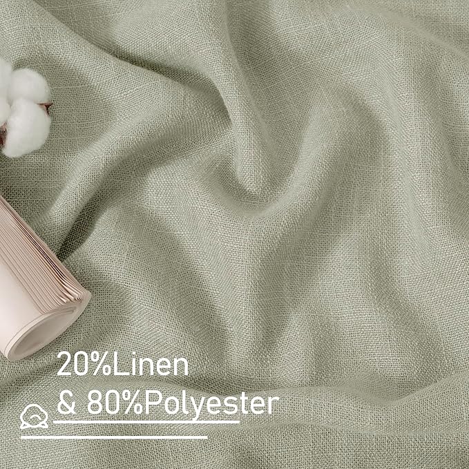 95 Inches Long Sage Grey Linen Curtains - Image 2