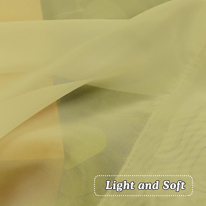 Mustard Yellow Half Window Sheer Curtains, Modern Top Dual Rod Pocket Light - Image 5