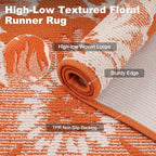 Findosom Fall Runner Rug 2x6, Non Slip High-Low Textured Floral Washable Runner - Image 2