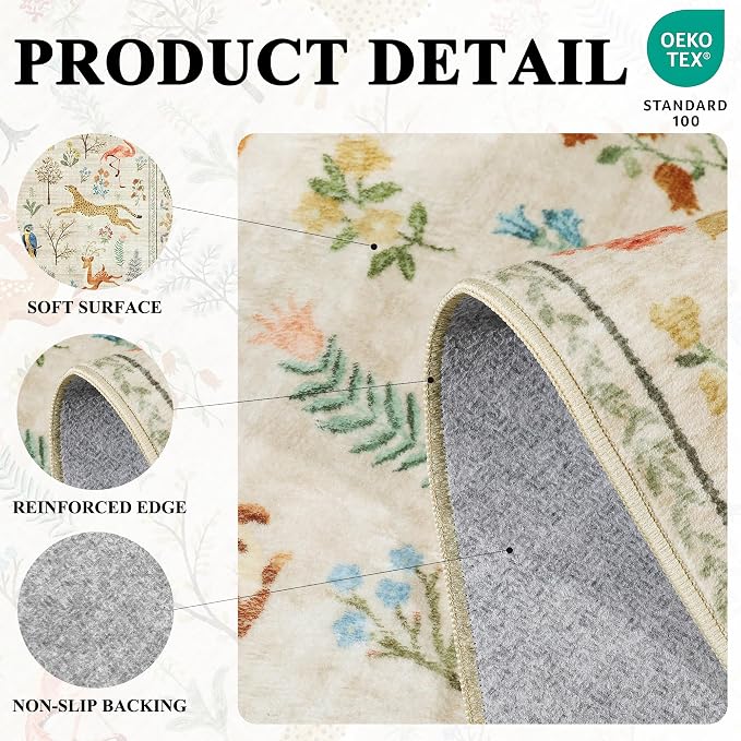 DUKINO 2x12 Washable Runner Rug, Non Slip Animal Rug - Image 4