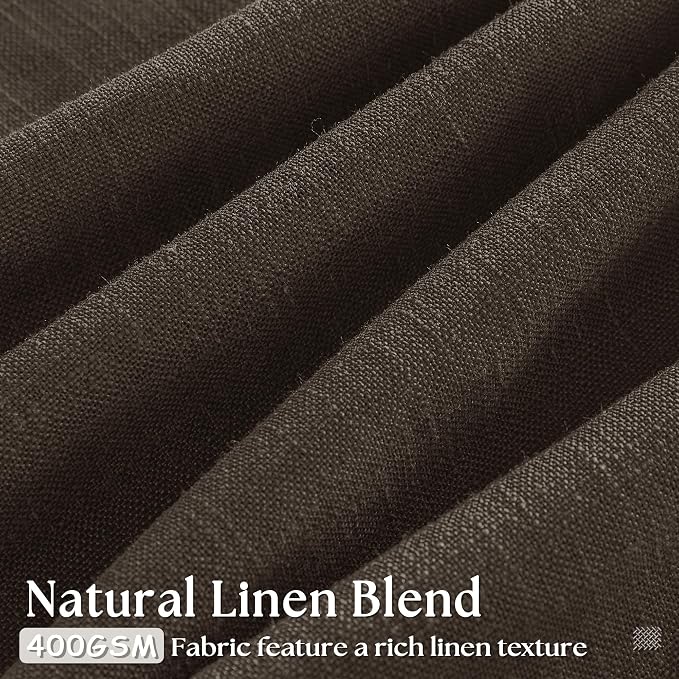 Dark Chocolate 90 Inch Pinch Pleated Semi Sheer Linen Curtains 2 Panels | - Image 3
