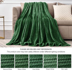 BEDELITE Ribbed Jacquard Dark Green Fleece Twin Blanket - Image 7