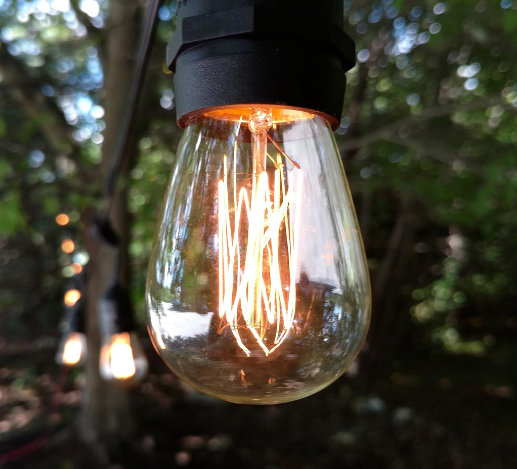 Hometown Evolution, Inc. 50 Foot E26 Commercial Edison Bulb String Lights with 25 Suspended Sockets and S14 Lantern Edison 11 Watt Bulbs