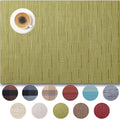 Placemats Set of 12 - Easy Clean Woven Vinyl Placemats for Dining Table, Indoor/Outdoor Place Mats, Washable PVC Table Mats （Pea Green）