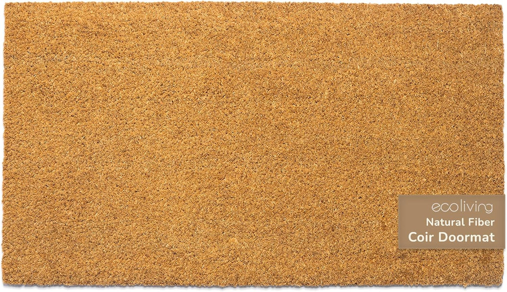 Welcome Doormats, Natural Coco Coir Mats with Non-Slip PVC Backing, Indoor Outdoor Mats for Home & Office, Floor Mats for Door Decor, Patio Decor, Plain Entry Mat, Beige, 30"x17"