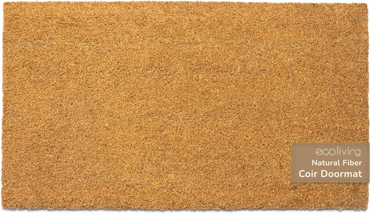 Welcome Doormats, Natural Coco Coir Mats with Non-Slip PVC Backing, Indoor Outdoor Mats for Home & Office, Floor Mats for Door Decor, Patio Decor, Plain Entry Mat, Beige, 30"x17"