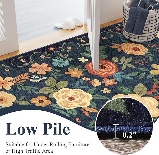 DUKINO 2x12 Washable Runner Rug, Non Slip Long Kitchen Rugs, Low Pile, Soft - Image 7