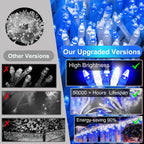 504LED 50ft Christmas Lights, 112Drops 12 Modes Christmas String Lights Outdoor Dimmable, Waterproof Christmas Decorations Fairy Lights with Timer Memory for Party Patio Window Fence Blue & CoolWhite