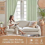 100% Blackout Natural Linen Curtains 68 Inches - Image 2