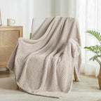 Exclusivo Mezcla Soft Waffle Fleece Bed Blanket Twin XL Size, Tan | Lightweight - Image 5