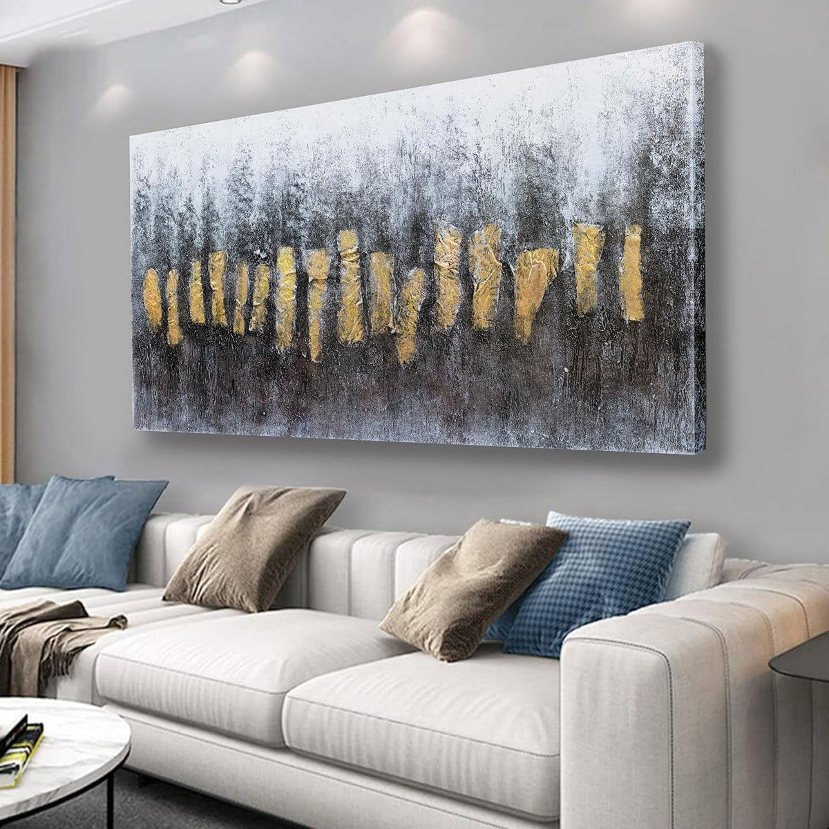 Belmrxne Large Abstract Wall Art Black and Gold Canvas Painting Dark Room Decor Aesthetic Funky Wall Decor Personalized Artwork for Living Room Bedroom Dining Room Office Home Decor 30x60 inch