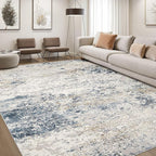 DMOYEST Area Rug Living Room Rugs 8x10 Washable Abstract Beige Blue Carpet | by DMOYEST