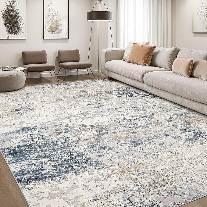 DMOYEST Area Rug Living Room Rugs 8x10 Washable Abstract Beige Blue Carpet | by DMOYEST