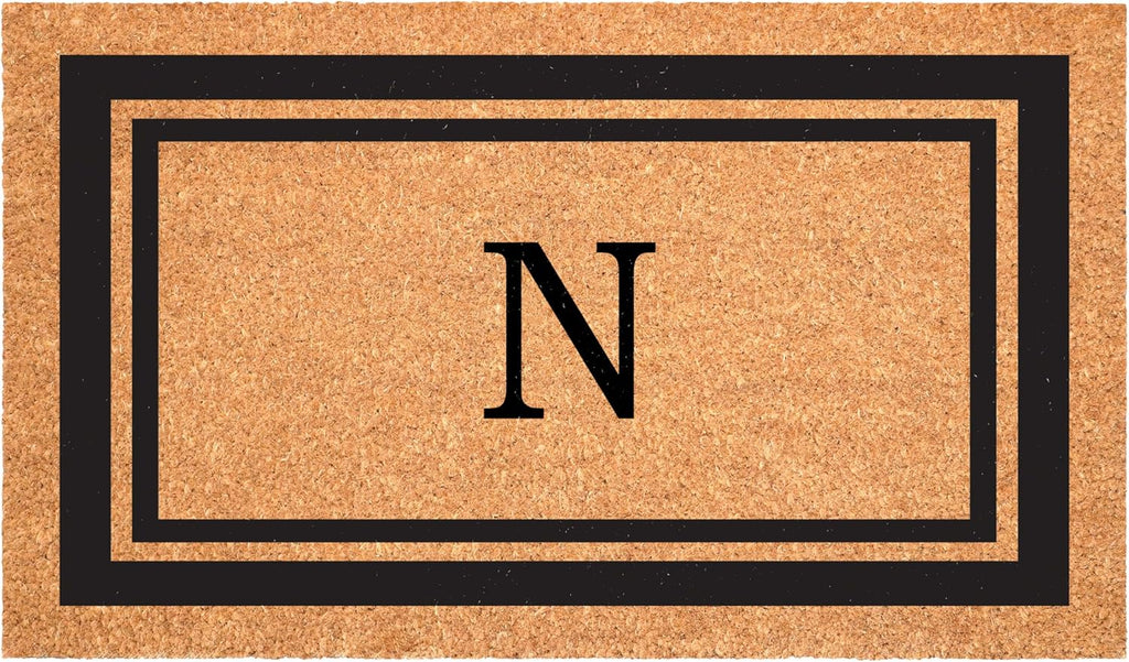 Calloway Mills 152961830N Black Border 18" x 30" Monogram Doormat, (Letter N)