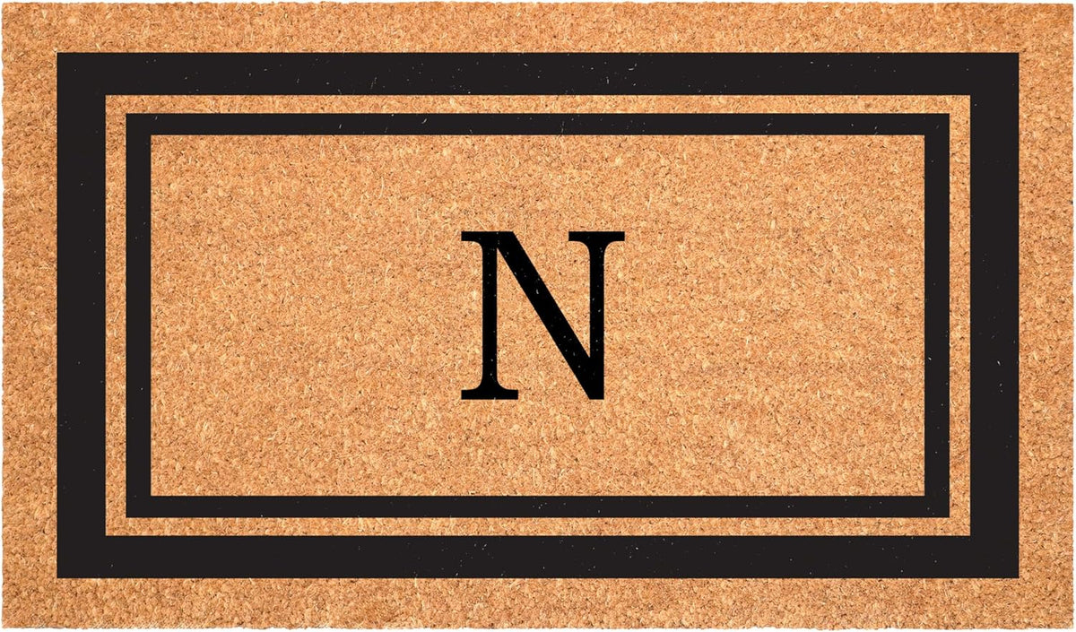 Calloway Mills 152961830N Black Border 18" x 30" Monogram Doormat, (Letter N)
