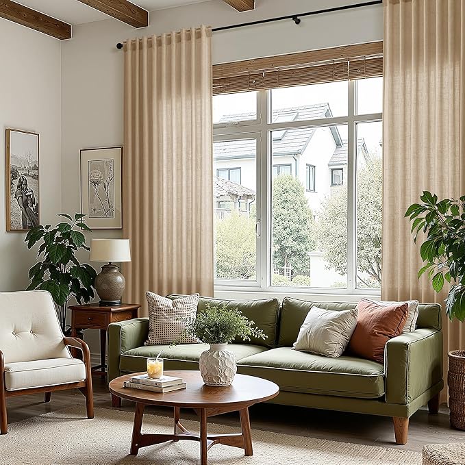 Sand Beige Linen Curtains for Living Room 105 Inches Long Simple Modern Light - Image 8