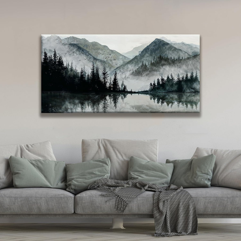 TAIJXAGSG Canvas Art Wall Decor Paintings Art Prints Modern Wall Art For Living Room Decorations Mountain Lake View Landscape Artwork Wall Bedroom Kitchen Office Home Wall Decor Artwork 24"×48"