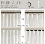 Beige White Pinch Pleated Linen Semi Sheer Curtains 54 Inch Length 2 Panels | - Image 5
