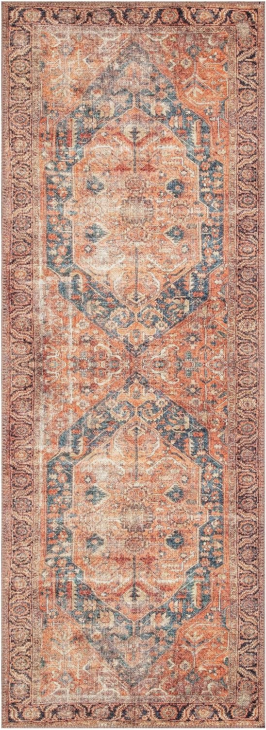 Keen Home Design 2x7 Rug - Machine Washable Runner Rug with Non-Slip Backing, Ideal for Hallway, Entryway, Kitchen, Laundry Room - Vintage, Easy Clean, Durable, Low Pile Rug - (2'6" x 7')
