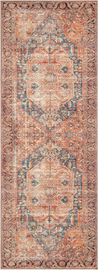 Keen Home Design 2x10 Rug - Machine Washable Runner Rug with Non-Slip Backing, Ideal for Hallway, Entryway, Kitchen, Laundry Room - Vintage, Easy Clean, Durable, Low Pile - (2'6" x 10')