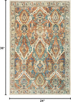 Keen Home Design 2x3 Rug - Machine Washable Entry Rug with Non-Slip Backing, Ideal for Enteryway, Kitchen, Bathroom, Laundry Room - Vintage, Easy Clean, Durable, Low Pile Rug - (2' x 3')