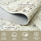 8x10 Washable Area Rug for Living Room Bedroom: Non-Slip Modern Gray White | - Image 4