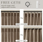 98 Inch Tan Brown Pinch Pleat Memory Trained Light Filter Linen Curtains | Semi - Image 3