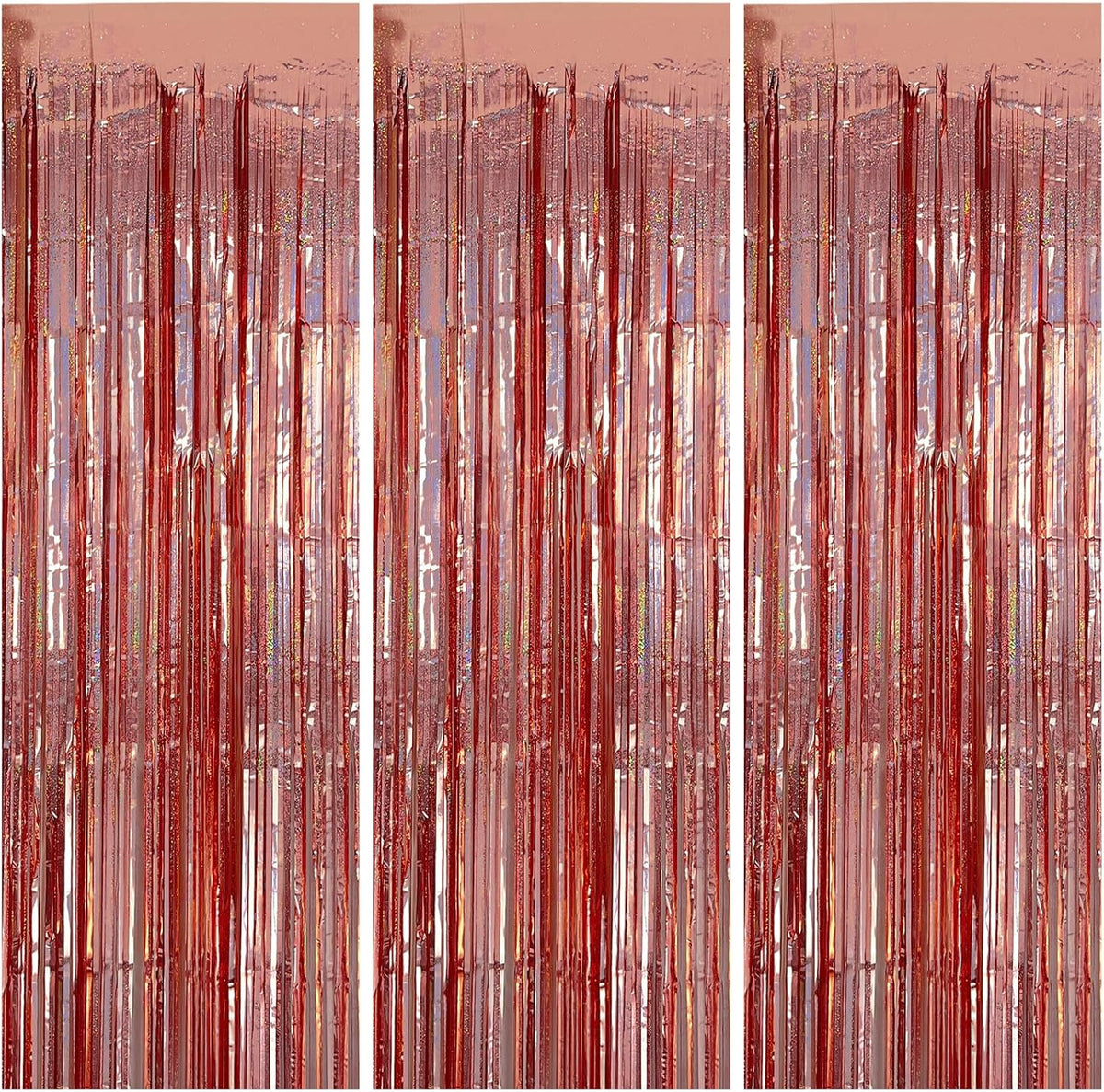 3 Pack Rose Gold Fringe Curtain Backdrop Birthday Bachelorette Party Decorations Metallic Tinsel Streamers Foil Backdrop Christmas Graduation Wedding New Year Party Decorations