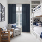 Modern Pinch Pleated Linen Navy Blue Semi Sheer Curtains - Image 8