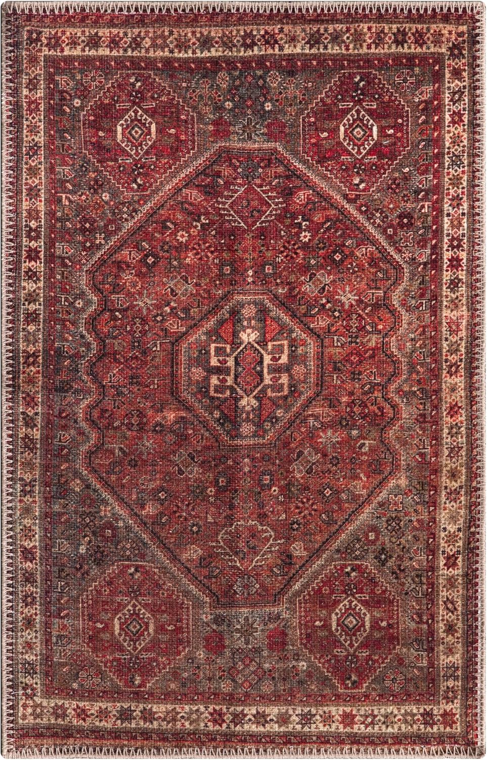 Keen Home Design 2x3 Rug - Machine Washable Entry Rug with Non-Slip Backing, Ideal for Enteryway, Kitchen, Bathroom, Laundry Room - Vintage, Easy Clean, Durable, Low Pile Rug - (2' x 3')