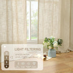 Natural Linen Semi Sheer Curtains 63 Inch - Image 4