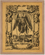 Poster Master Vintage Medieval Poster - Retro Gothic Print - Gift for Artist, Friend - Angel of Death, Memento Mori, Life, Skeleton, Dark - Wall Decor for Home, Living Room, 11x14 Beige Framed