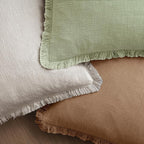 MIULEE Boho Linen Fringe Decorative Throw Pillow Covers Sage Green 18x18 | Set - Image 4